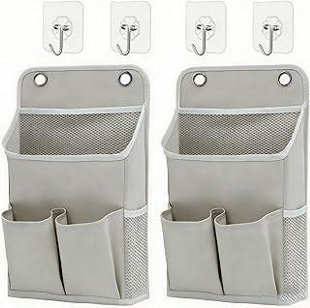 2 Stück Hängeorganizer, mit 2 Haken Hängende Aufbewahrung Organisatoren Wandorganizer Hängend Aufbewahrungstasche für das Badezimmer mit 6 Tas...