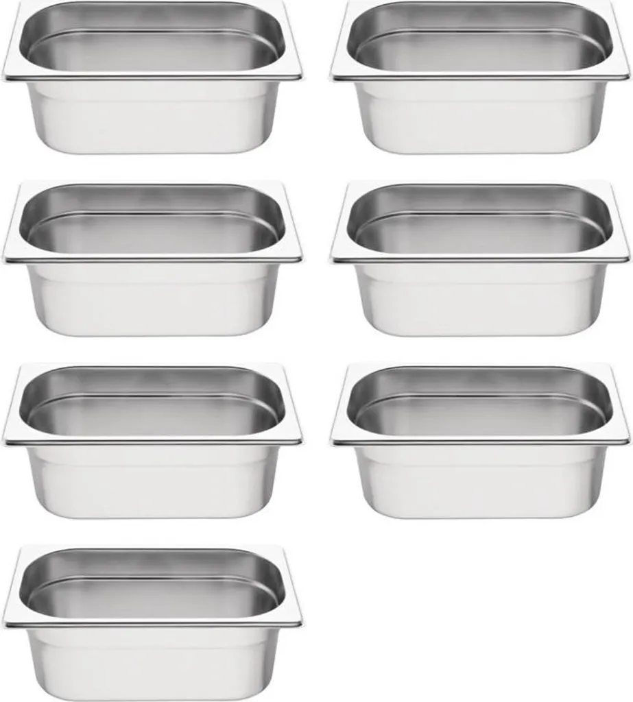Vogue Kit 7 Bacinelle Inox GN 1/4 100mm - Standard Gastronorm EN631