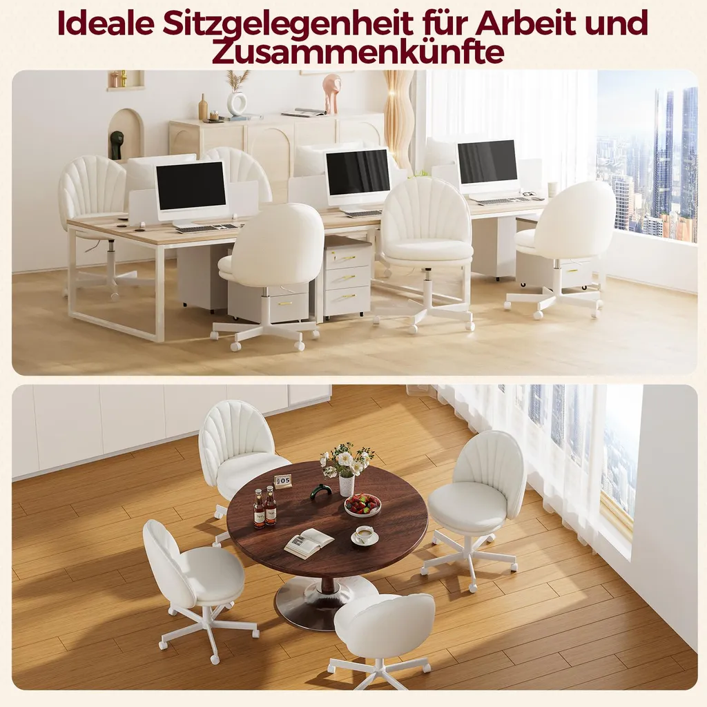 Chaise de bureau confortable sur roulettes et hauteur réglable blanc - 10