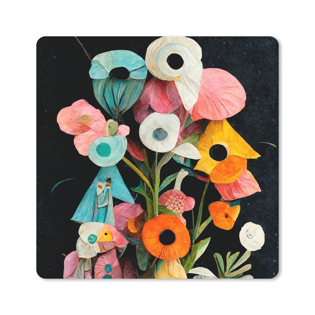MuchoWow Mauspad Mousepad Blumenstrauß - Vase - Blumen - Farben 30x30 cm - Mousepads - Maus Mat - Pad - Mausunterlage - Gaming