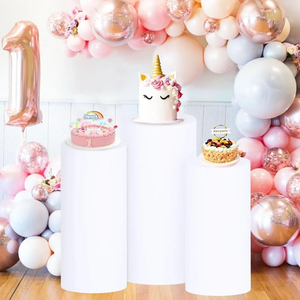 Set de 3 Nappes Blanches pour Buffet de Mariage et Fêtes de Baptême