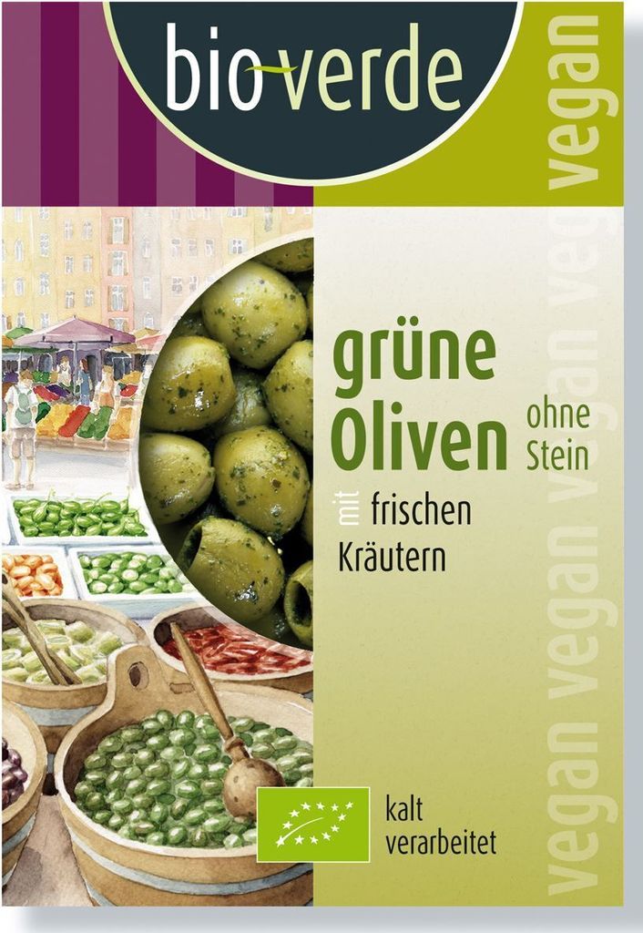 KERNLOSE GRÜNE OLIVEN MIT -KRÄUTERN 150 g - VERDE