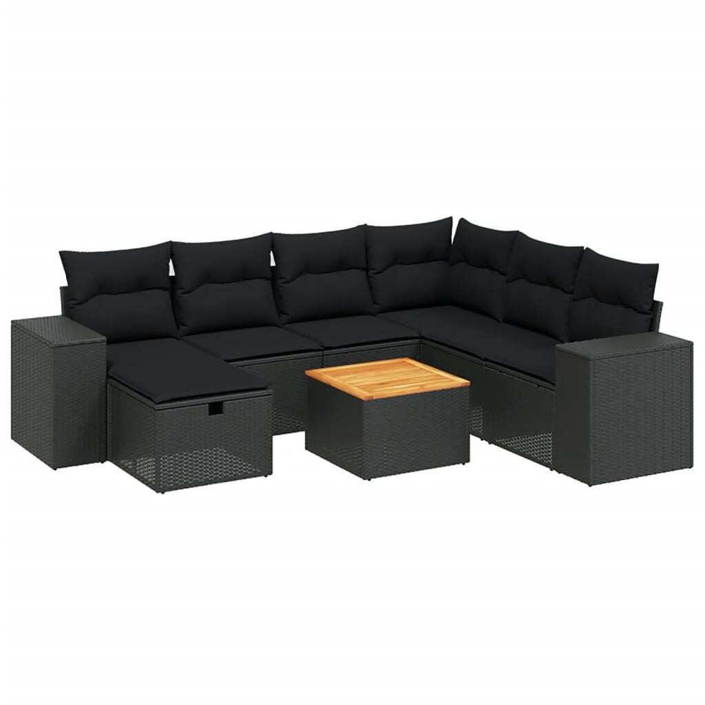 Modulares 8-tlg. Garten-Lounge-Set, Poly Rattan Schwarz, Produktbild 