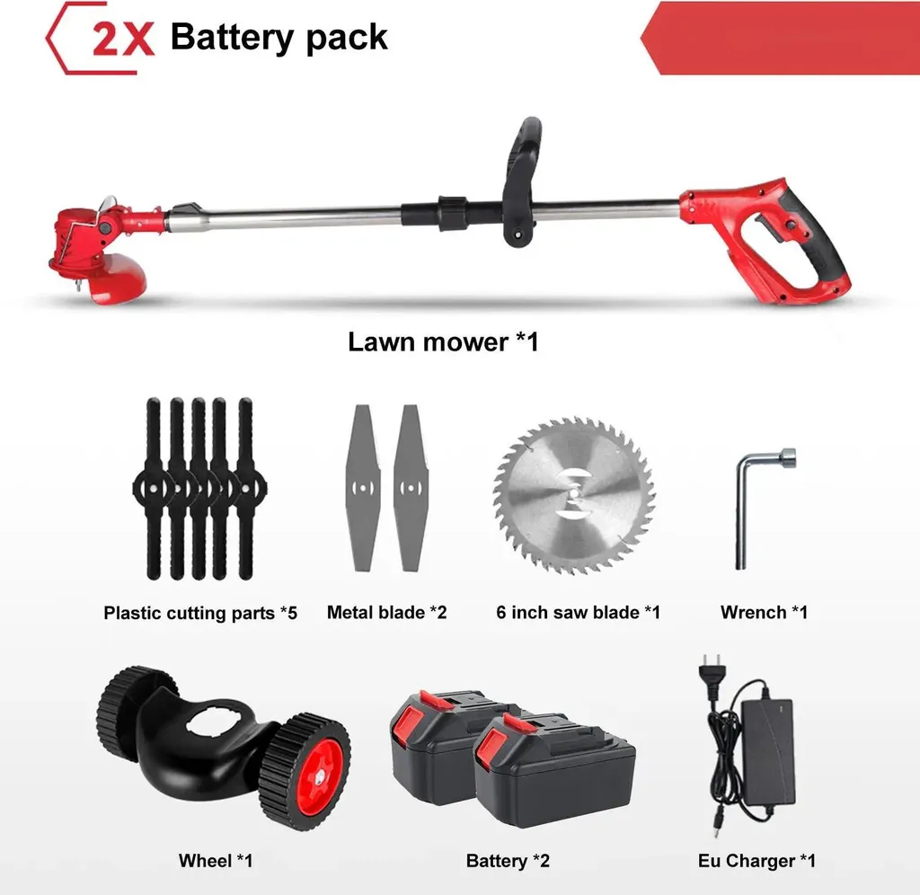 Coupe-bordures Brushless 12,5 cm avec 2 batteries et manche ajustable