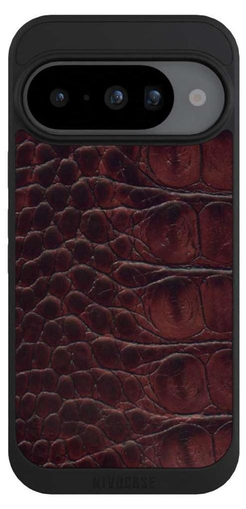 NIVOCASE Handyhülle für Google Pixel 10 Hülle NIVOpure Case Schwarz Animalprint Krokodil Leder