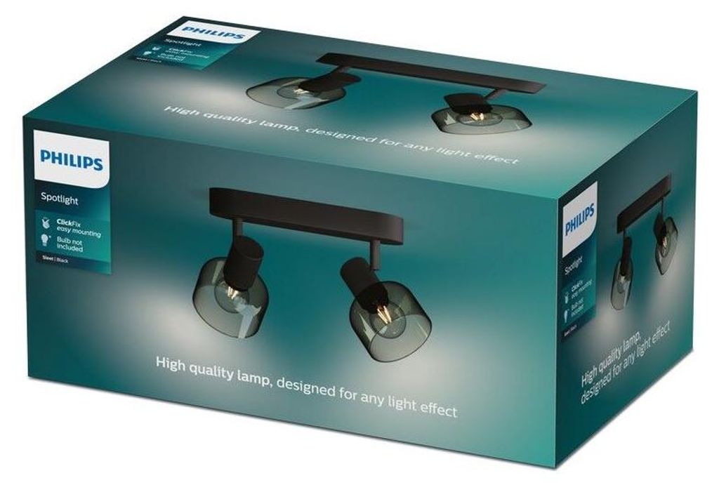 Philips Sleet Decken-/Wandspot 2x, Schienenlichtschranke, E14, 2 Glühbirne(n), LED, 220-240 V, Schwarz
