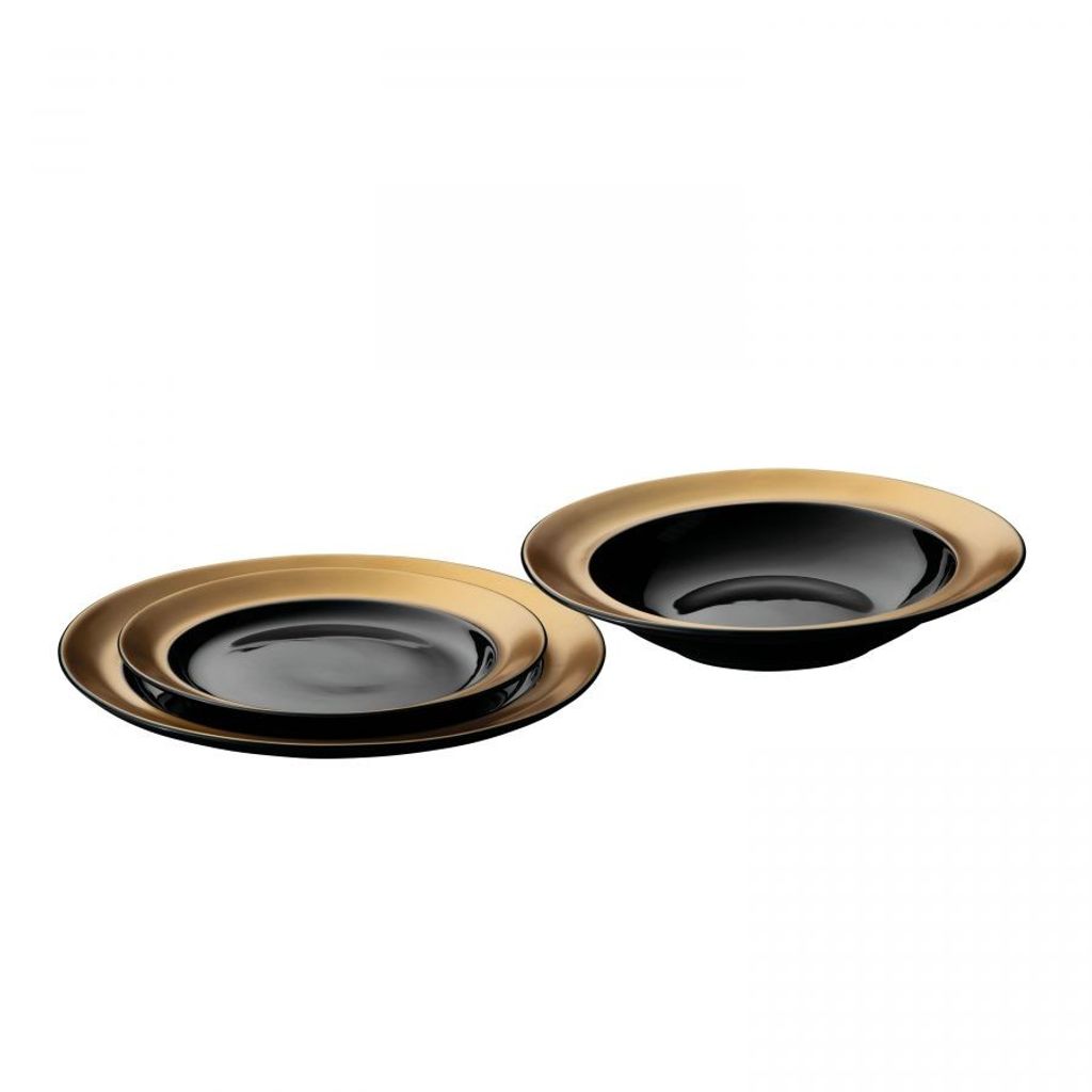 Set de trois assiettes, noir/or - Porcelaine - BergHOFF|Gem Image du produit 