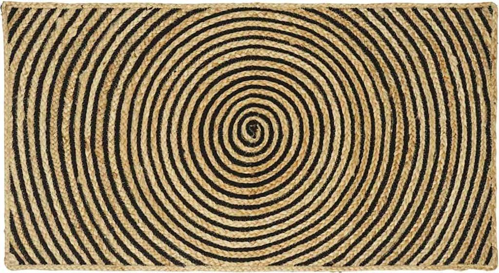 Eleganter Teppich Natürlich und Schwarz 60 x 110 cm Jute GermanyMöbel 29699 - Designerteppiche