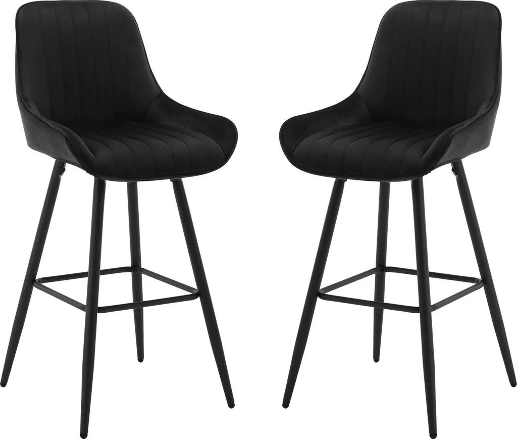 Tabourets de Bar avec Dossier et Structure Métallique 48,5x106 cm Noir