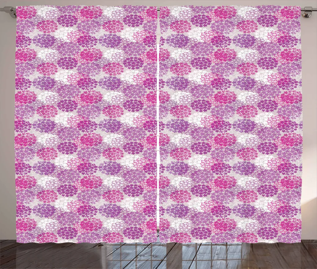 ABAKUHAUS Primavera Tenda rustica, Petali di fiori primaverili sovrapposti, Soggiorno Tenda universale con passanti e ganci, 280 x 245 cm, Multicolore