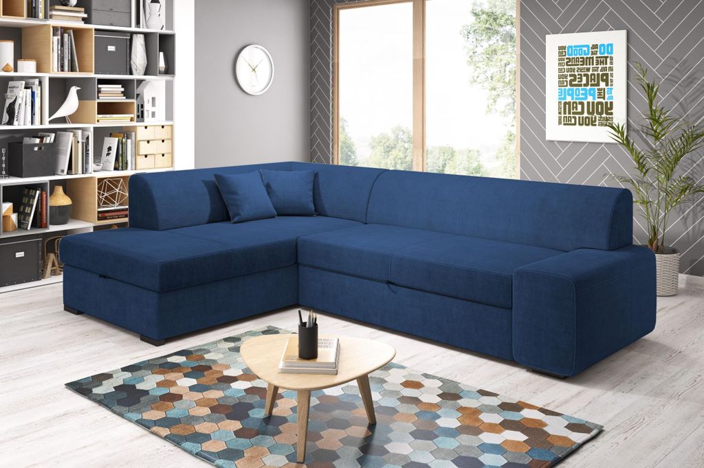 Ecksofa VALTRUDA - blau, linke Ecke