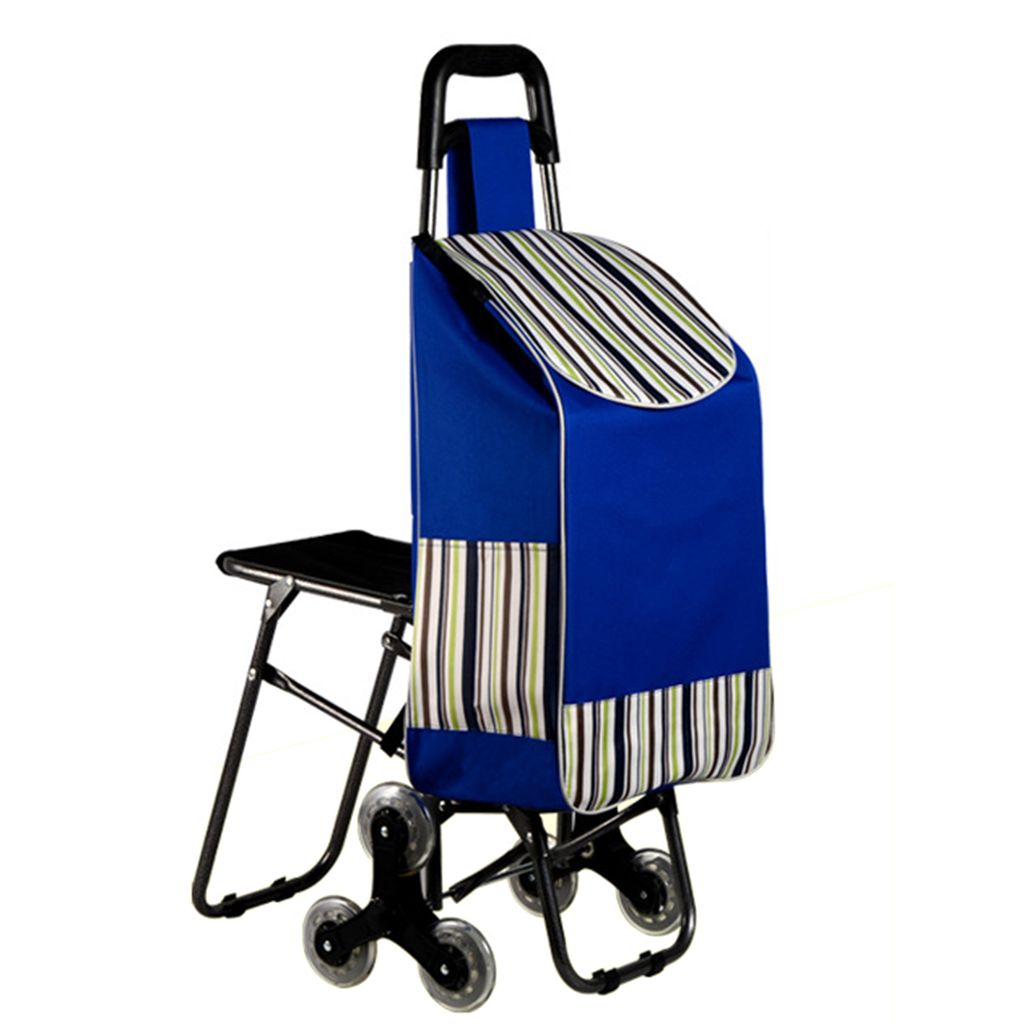 Einkaufswagen mit Sitz, zwei Dreiradrädern, ergonomischer Produktbild 
