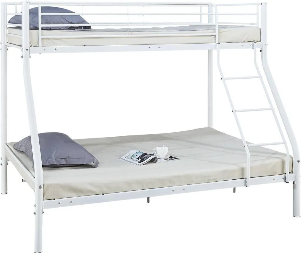 Lit superposé métal blanc Leo 90/140 cm : gagnez de l'espace facilement