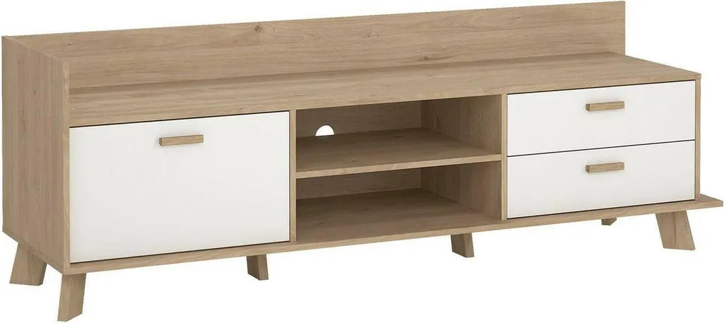 Agathis Meuble TV 182x51x62h cm Chêne Marron avec Tiroir de Rangement