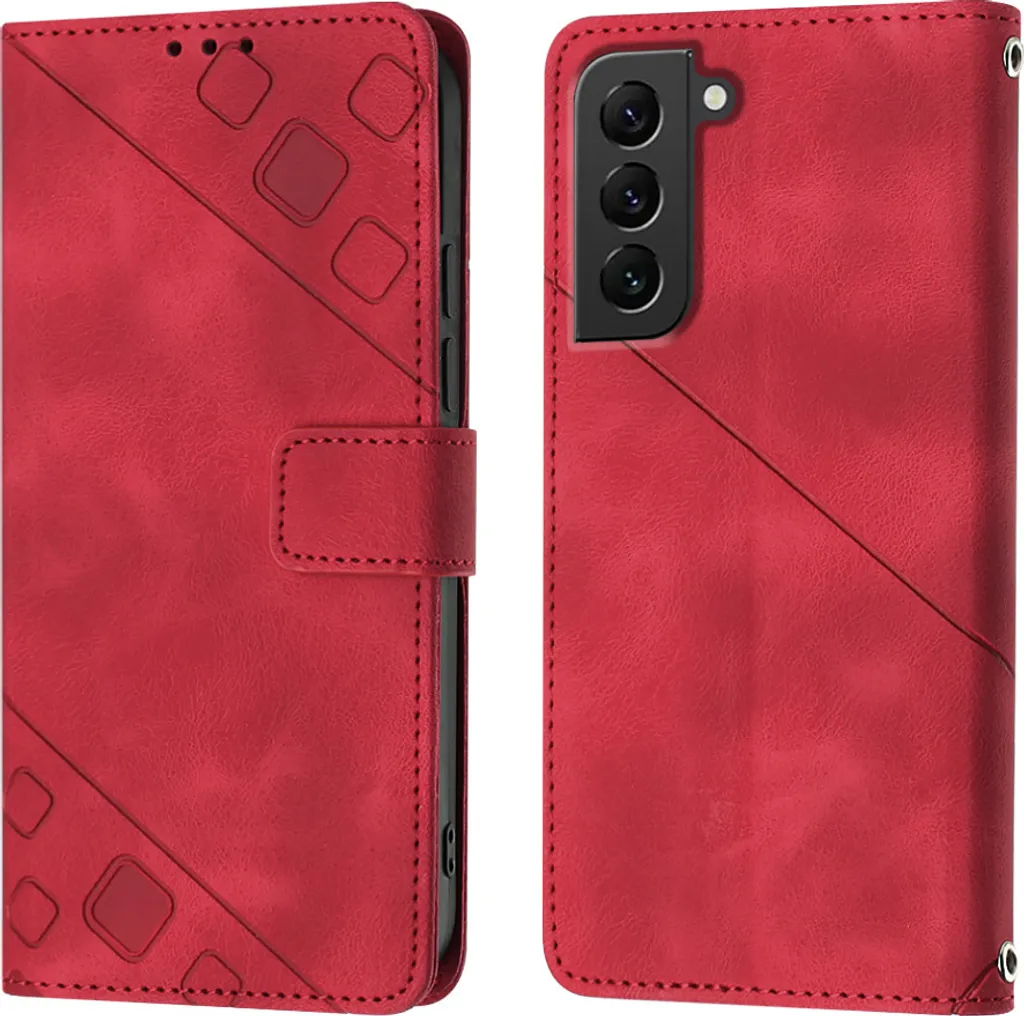 Custodia Samsung S22 Plus 5G - Protezione Totale Pelle Rossa Rilievo