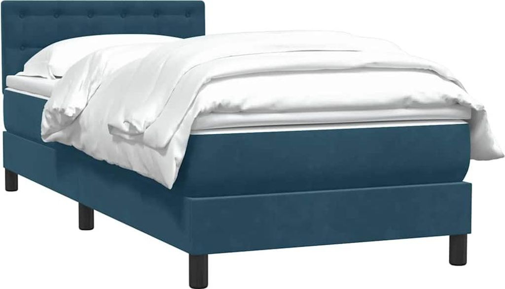 vidaXL Boxspringbett mit Matratze Dunkelblau 80x220 cm Samt
