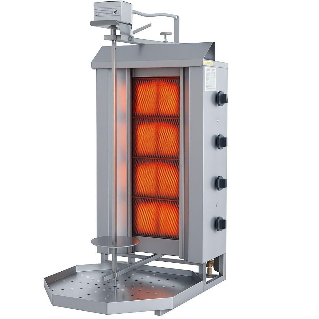 Dönergrill mit 4 Brenner , Gyrosgrill , Motor Oben , Premium Variante