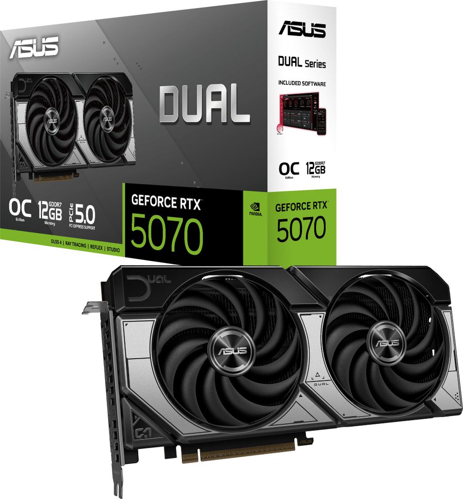 ASUS Dual -RTX5070-O12G, GeForce RTX 5070, 12 GB, GDDR7, Obrázok produktu 