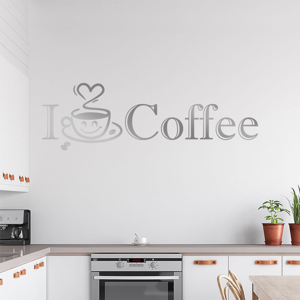 I Love Coffee Wandtattoo in 6 Größen - Wandaufkleber Wall Sticker - Dekoration, Küche, Wohnzimmer, Schlafzimmer, Badezimmer