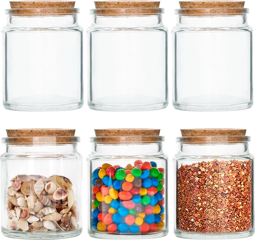 Glasbehälter mit Korkstopfen - 6 Stück - 200 ml - ideal zur Aufbewahrung