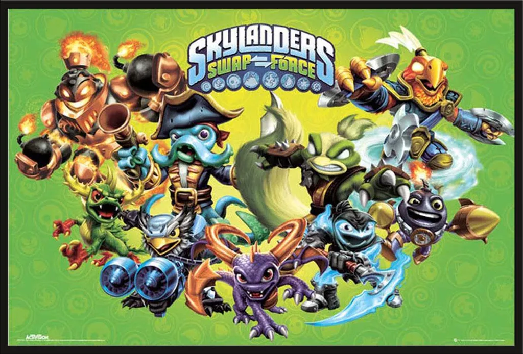 Décoration Murale Skylanders Swap Force Cadre Noir et Vitre Acrylique