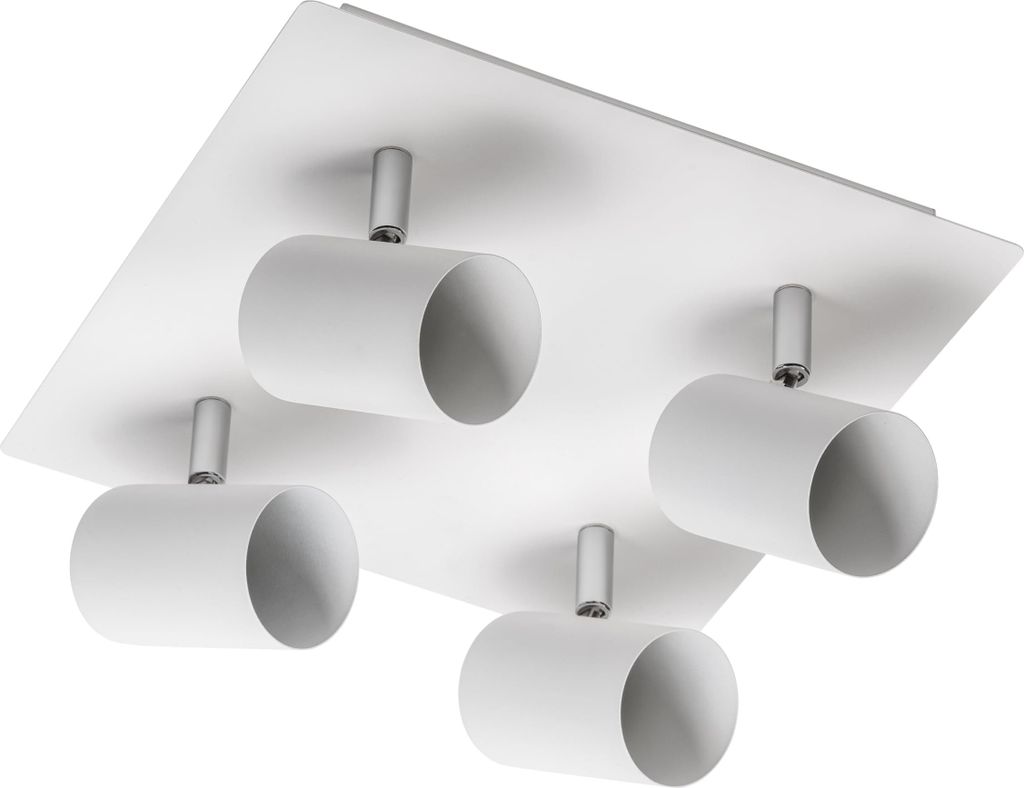 GTV - Deckenleuchte VENETO | moderne Beleuchtung für Büros, Wohnungen und Räume | Deckenlampen Deckenleuchten | 4 x GU10 | Rund/Eckig | Weiss |IP20