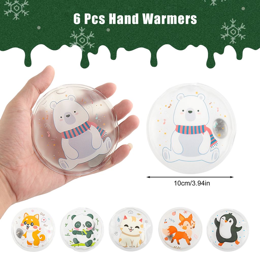 6er Set Taschenwärmer - Wiederverwendbar Mit Süßen Tiermustern