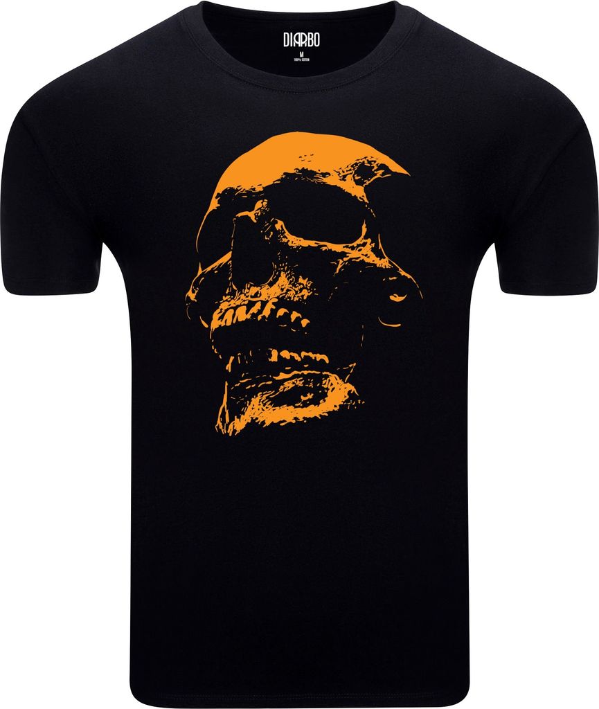 Diarbo Herren T-Shirt mit Gruseliger Druck Schädelporträt Schwarz Gr.S