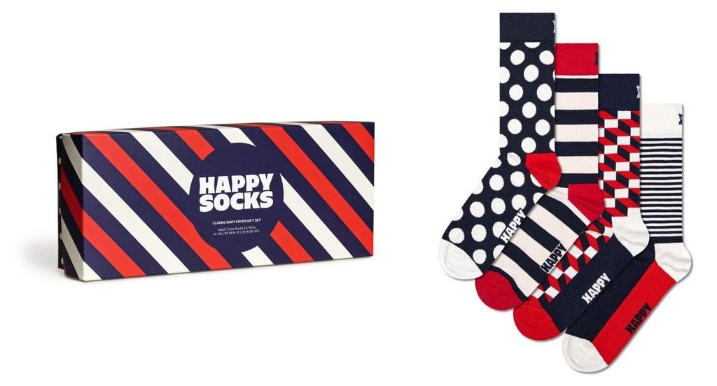 Happy Socks 4-Pack Classic Navy Gift Set Baumwolle Socken Produktbild 