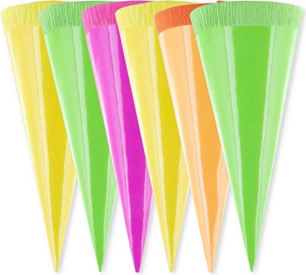 30 Deko Schultüten / 12cm lang / neonfarben