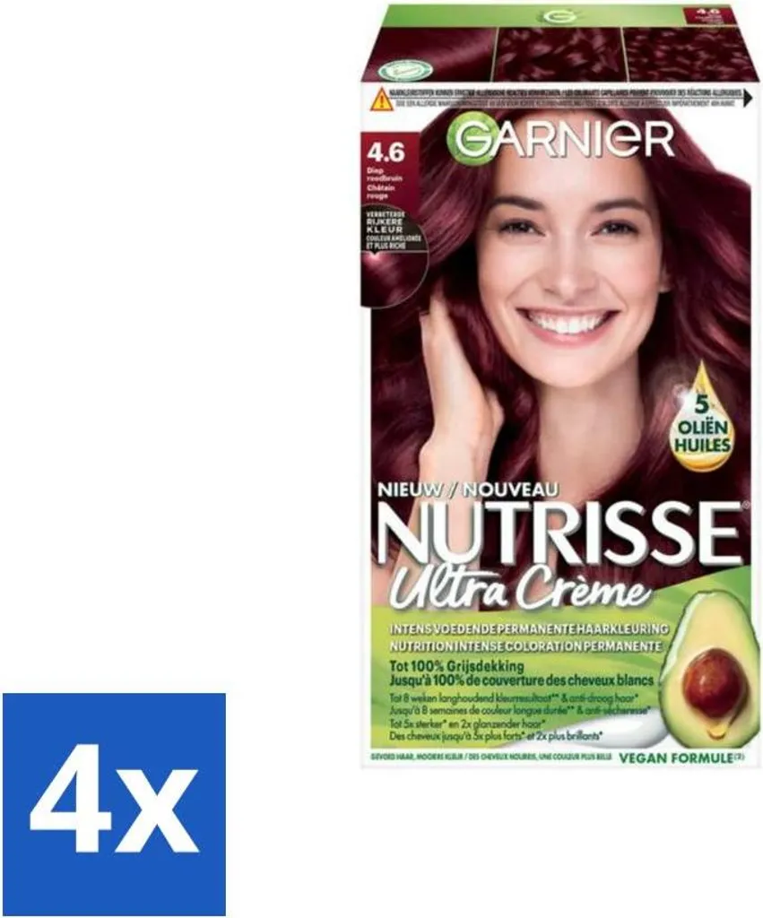 Garnier Nutrisse 4.6 Rosso Intenso Castano Medio Pack 4 Pezzi Offerta