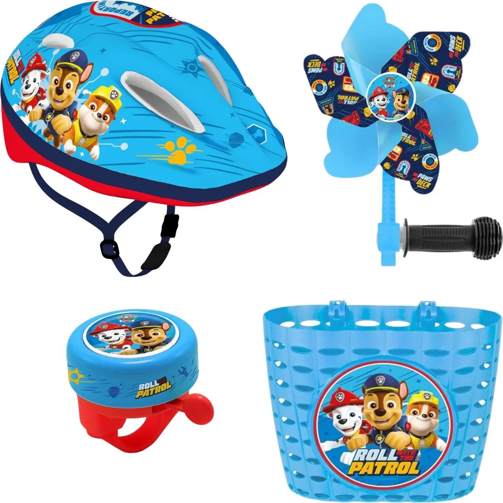 Panier Vélo Paw Patrol avec Cloche Moulin et Casque pour Enfant Bleu