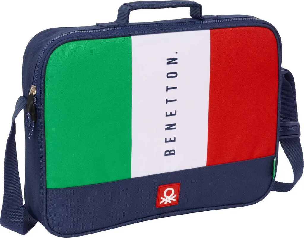 Sac d'école Rectangulaire Benetton Flag Bleu Marine en Toile Résistante
