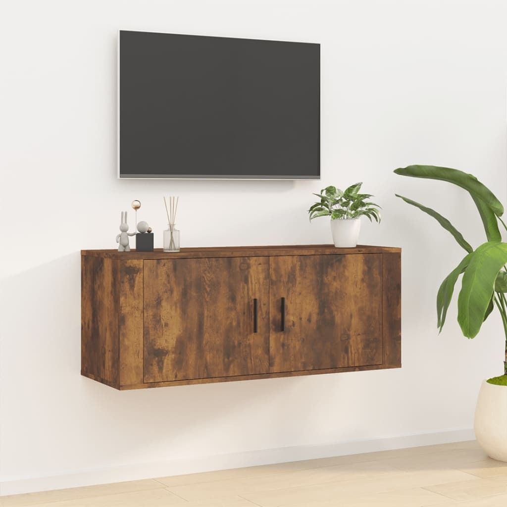 "2026 Promotion" TV-Wandschrank - TV-Möbel - Räuchereiche 100x34,5x40 cm - TV-Regal CC28136