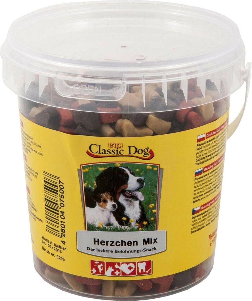 Classic Dog Snack Herzchen Mix Eimer 500g