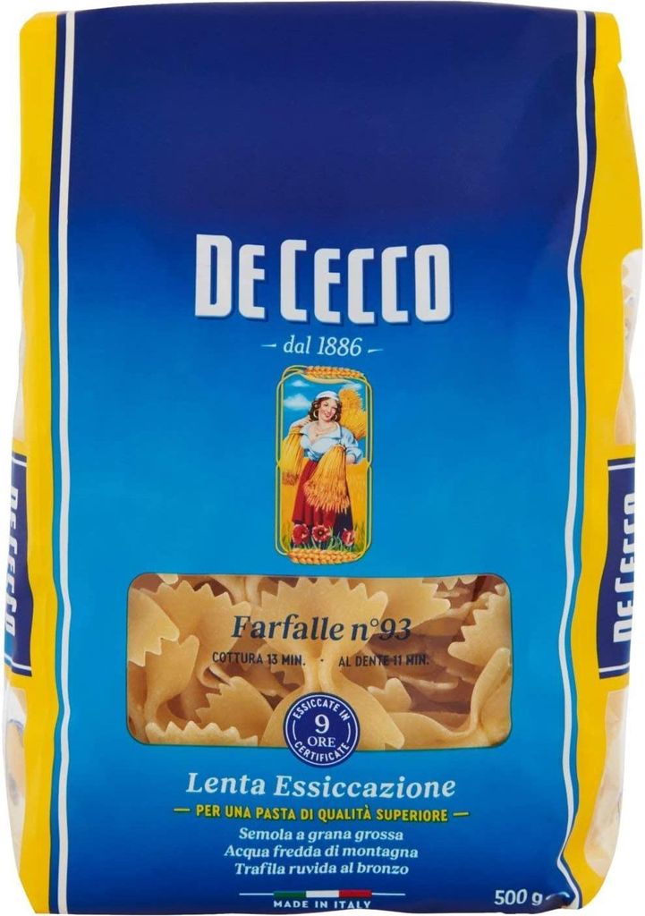 10x Pasta De Cecco 100% Italienisch Farfalle n. 93 Nudeln 500g