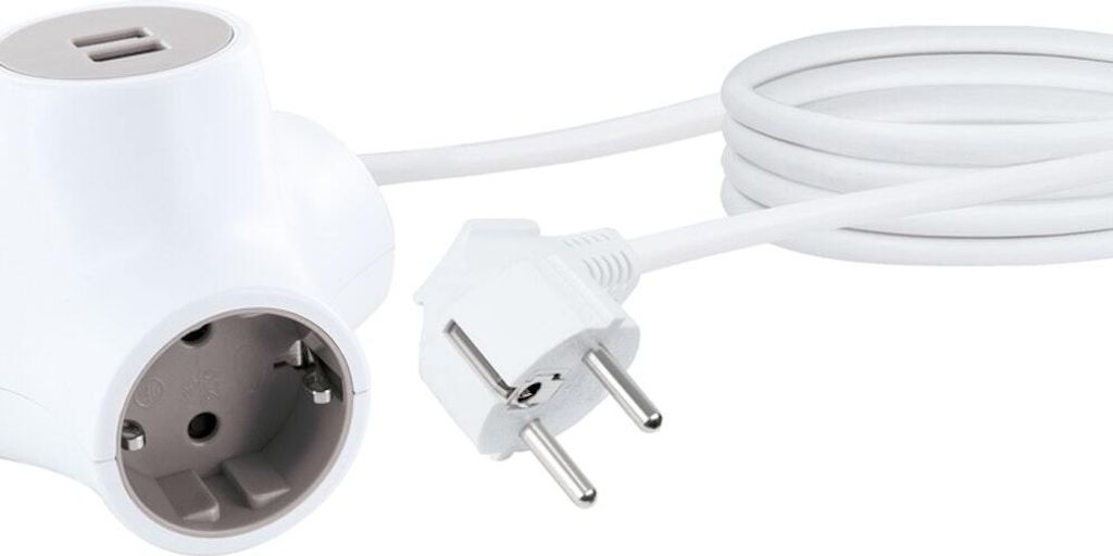 Steckdosenwürfel 3-fach mit 2 USB-A Slots