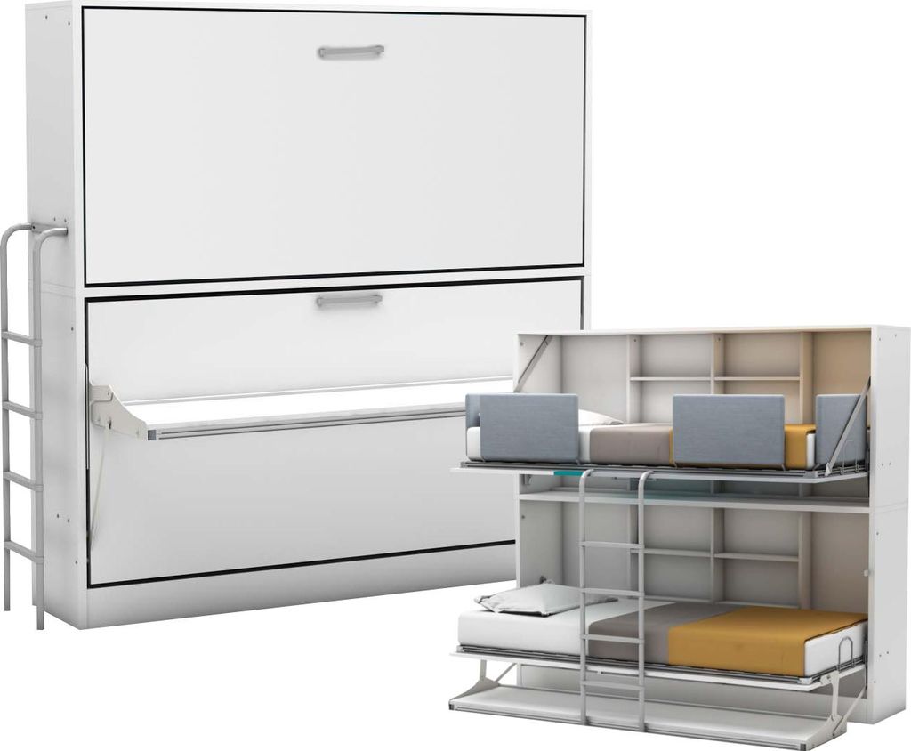 Multimo SMART Etagenbett mit Schreibtisch, 90x190 cm : Grau / Türkis / Weiß Farbe: Grau / Türkis / Weiß