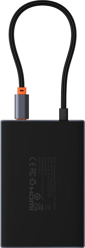 Baseus PioneerJoy 8in1 USB C Hub HDMI DP VGA Grau