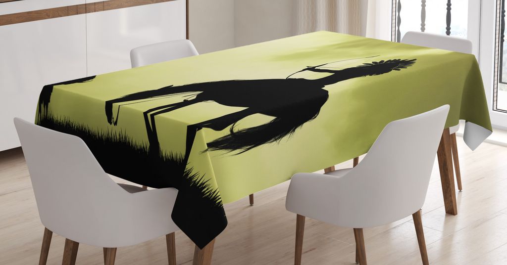 ABAKUHAUS Büffel Tischdecke, Bison-Jagd auf dem Sunset, Personalisierter Druck mit Klaren Farben Waschbar Wasserfest kein Verblassen, 140 x 240 cm...