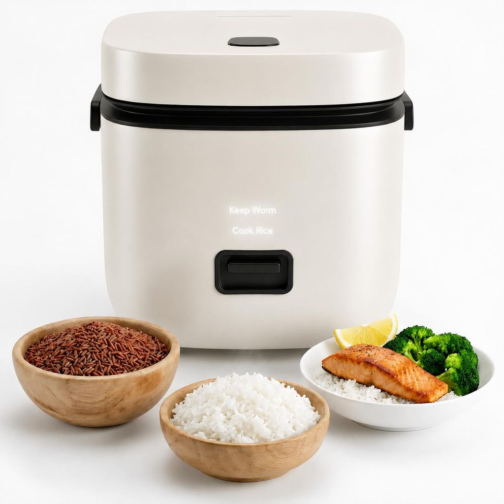 Reiskocher Klein,1,5L Mini Reiskocher Tragbar,Multikocher Produktbild  KI-generiertes Bild
