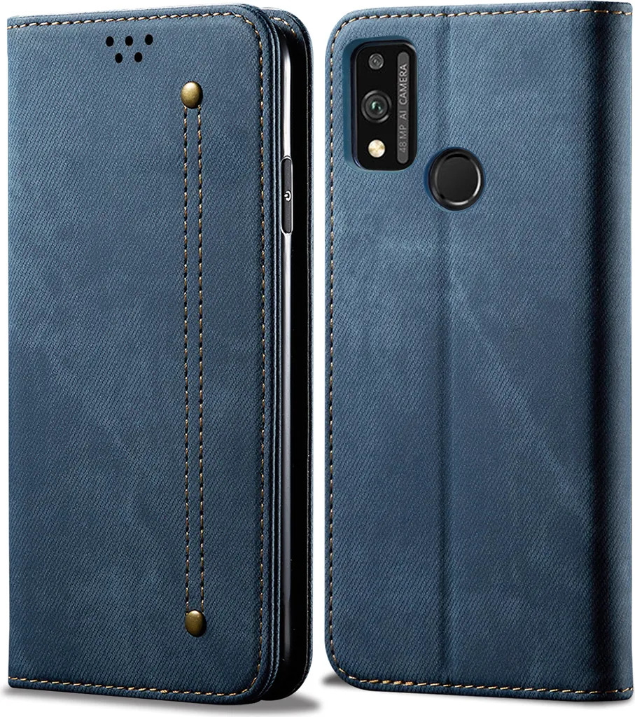 Custodia Professionale Honor 9X Lite - Pelle Denim e Magnete