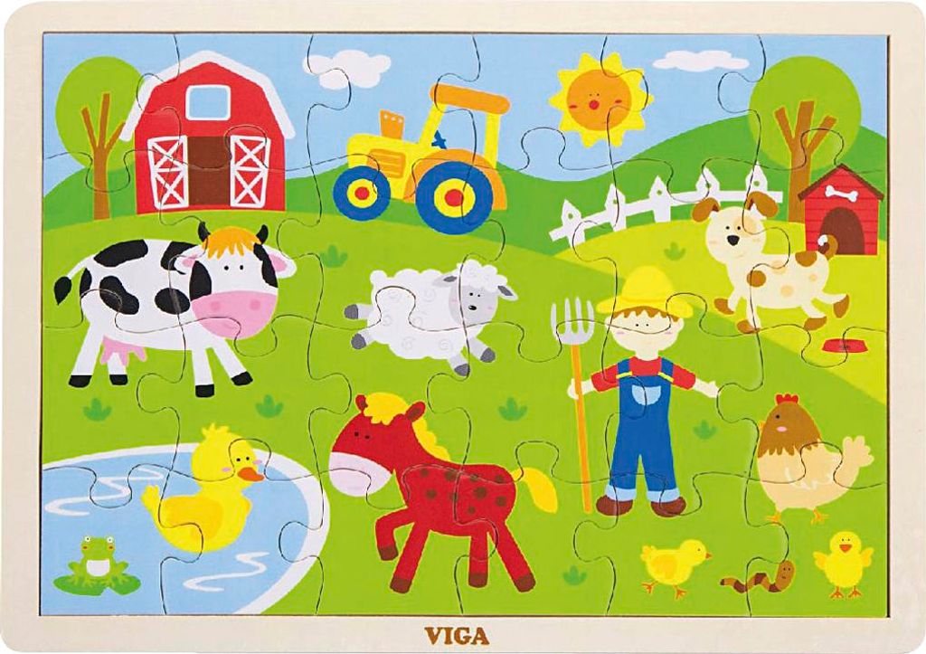 Drevené puzzle 24 dielikov - farma Obrázok produktu 