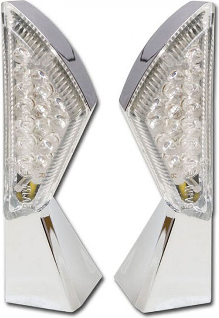 LED-Blinker "Square", chrom, klares Glas,* Paar, Maße: L 44 x B 18 mm, M8, E-