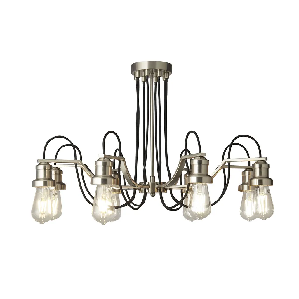 Lustre Olivia 8 Bras : Solution Éclairage Puissante Argent Satin