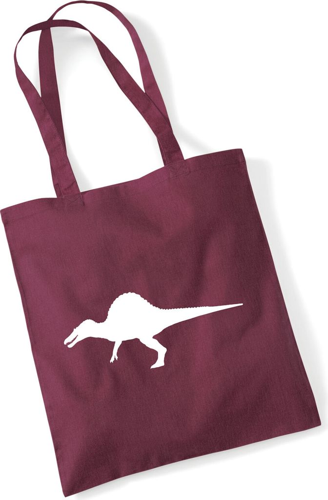 Huuraa Jutebeutel Spinosaurus Dinosaurier 10 Liter Burgundy Baumwolle Tasche Geschenkidee