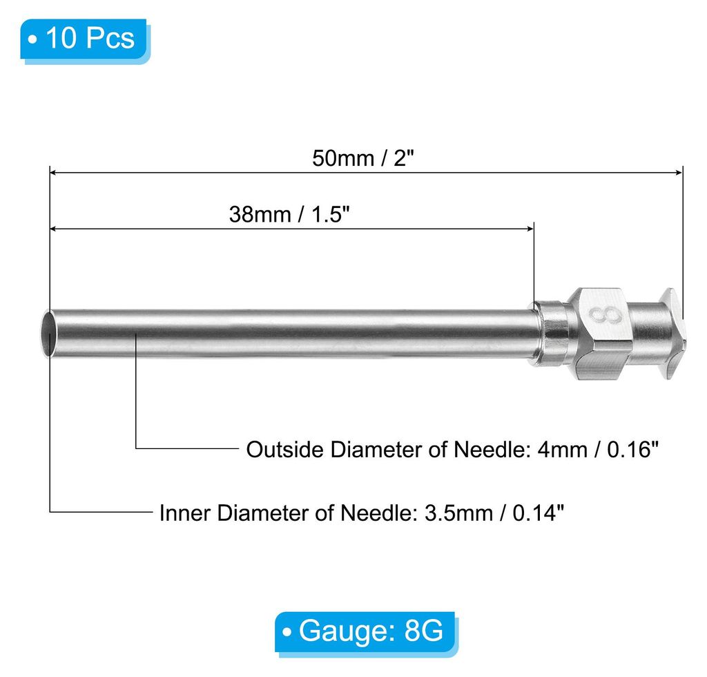 10 Stš¹ck Stumpfe Spitze Dosierkanš¹le 8G, 1,5 Zoll Edelstahl Flš¹ssigkeitsdosierkanš¹len mit Lure Lock zum Nachfš¹llen von flš¹ssigen ...