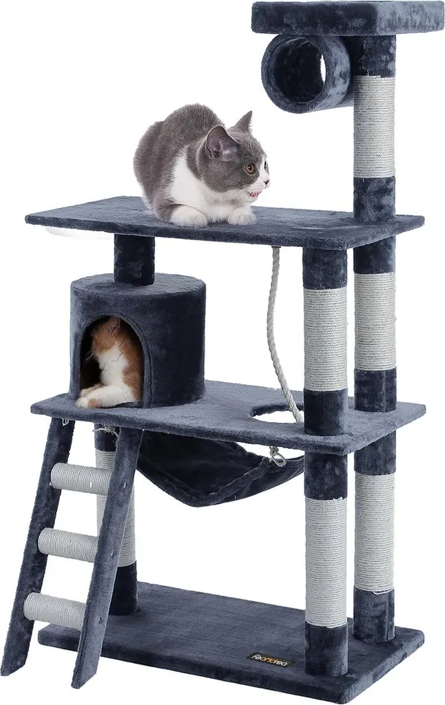 Arbre à chat stable avec hamac et escalier : fini les meubles griffés !