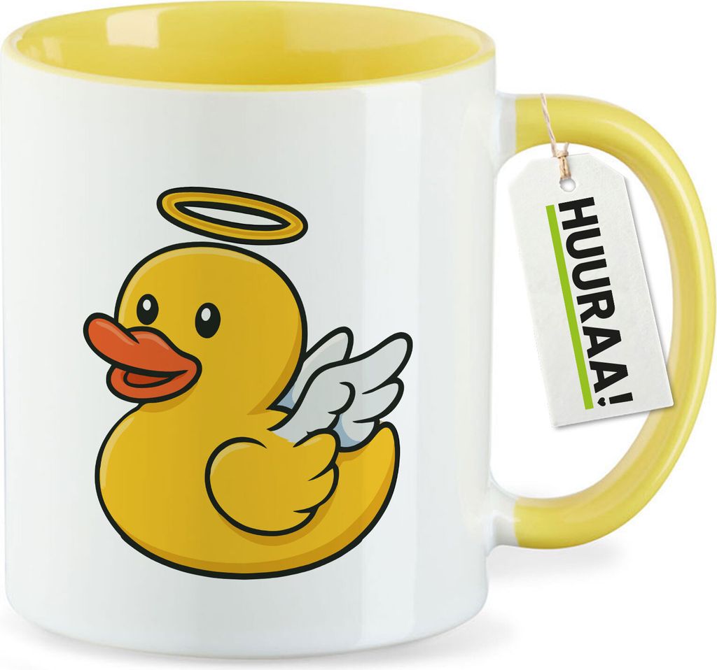 Huuraa Kaffeetasse Quietscheente Engel Gummiente Angel 330ml Gelb Keramik Kaffeebecher Geschenkidee