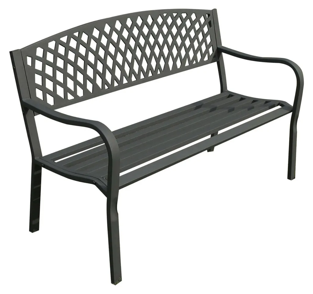 CANADA Banc de jardin en acier anthracite 2 places - Assise confortable et solide